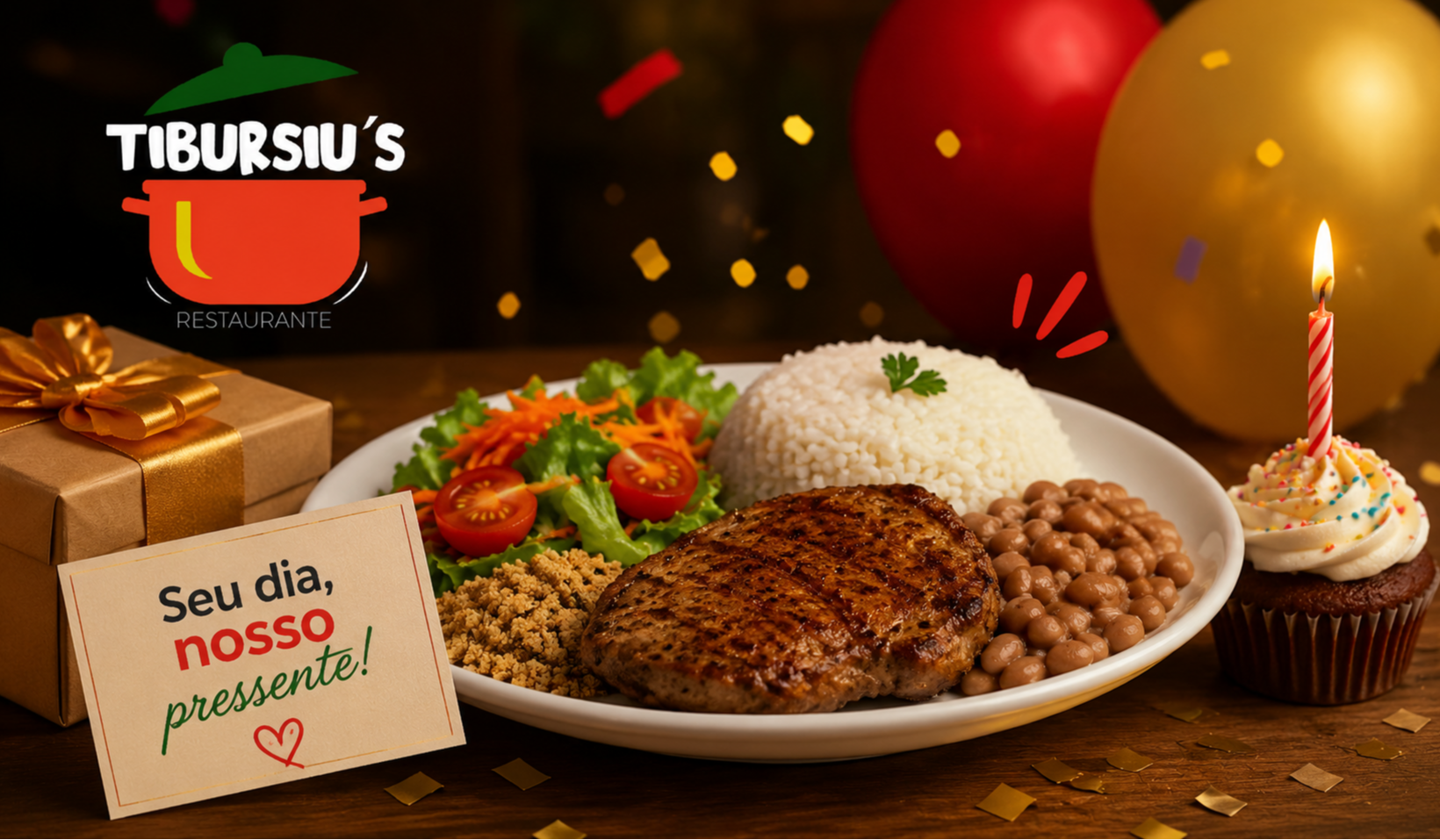 Capa da oferta 🎉 Aniversário com presente é muito melhor! 🎂🍽️ - Tibursiu's Restaurante - Loja 2 - Jardim Botânico